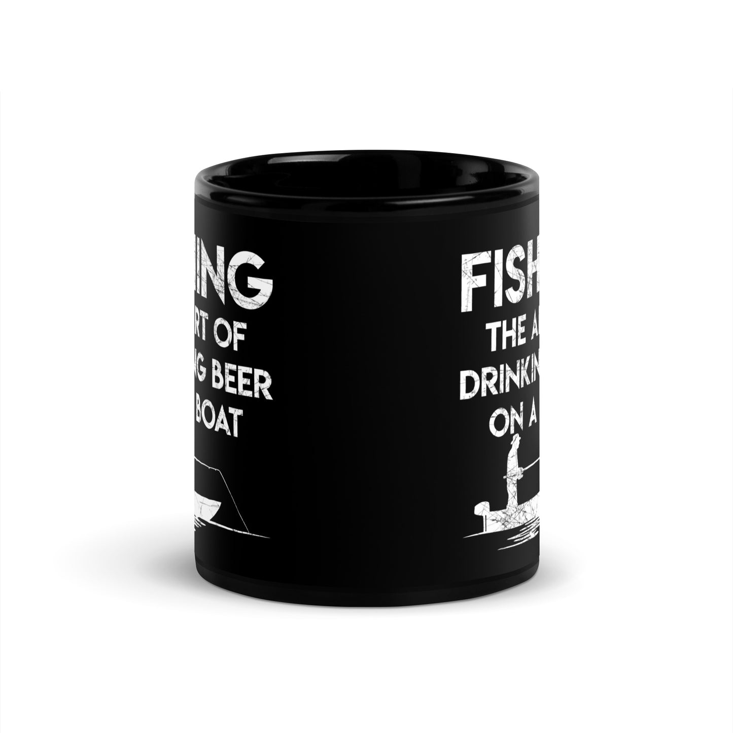 "The Art Of Drinking Bear On A Boat" - Black Glossy Mug