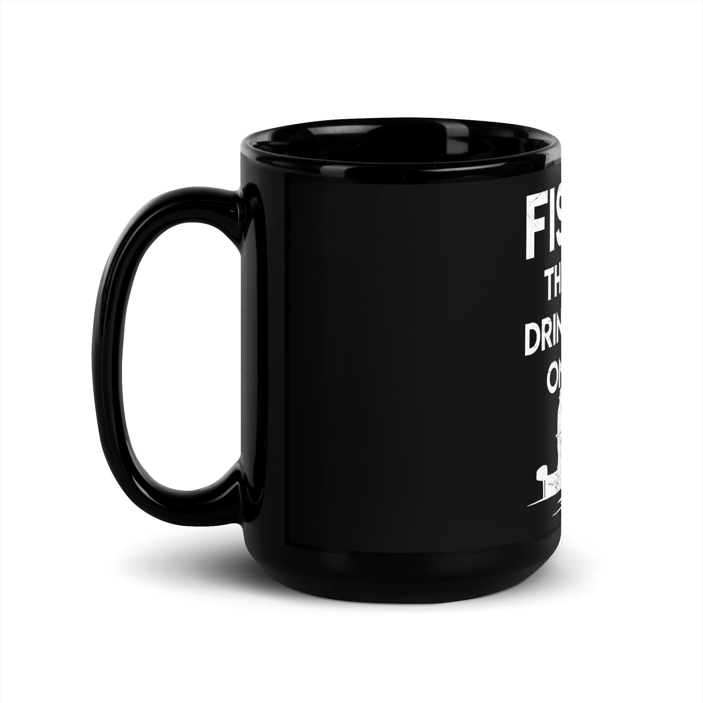 "The Art Of Drinking Bear On A Boat" - Black Glossy Mug