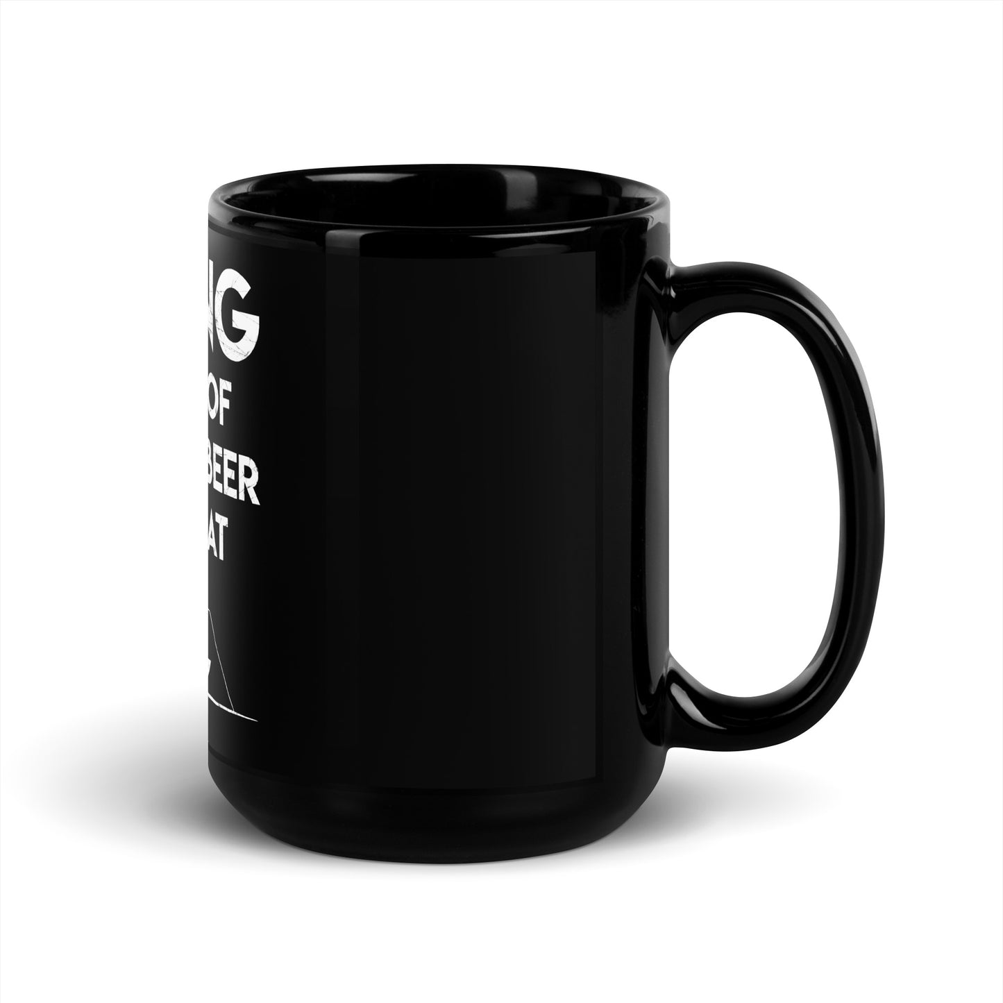 "The Art Of Drinking Bear On A Boat" - Black Glossy Mug