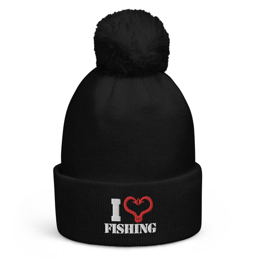 "I Love Fishing" Pom pom beanie