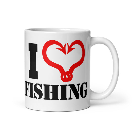 "I Love Fishing" - White glossy mug