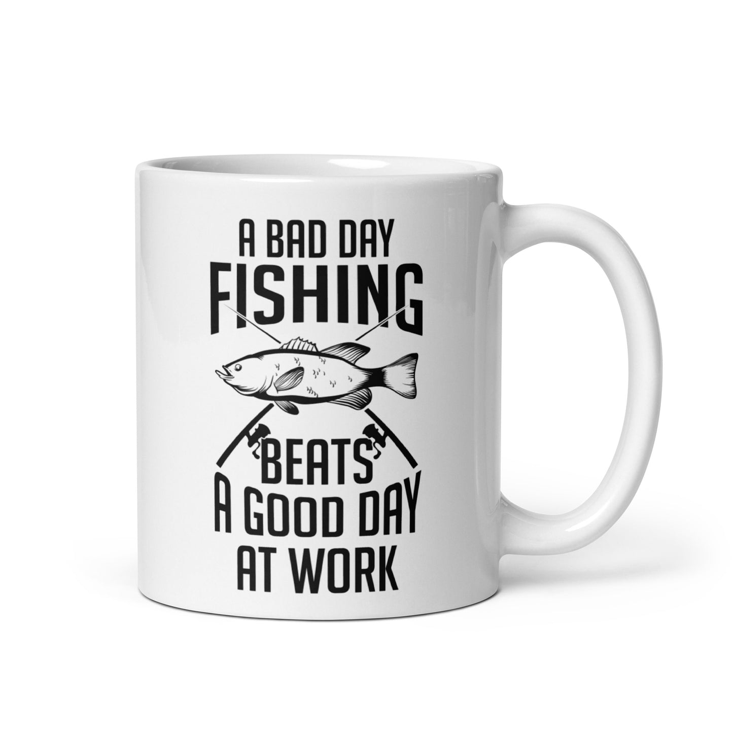 "A Bad Day Fishing" - White glossy mug