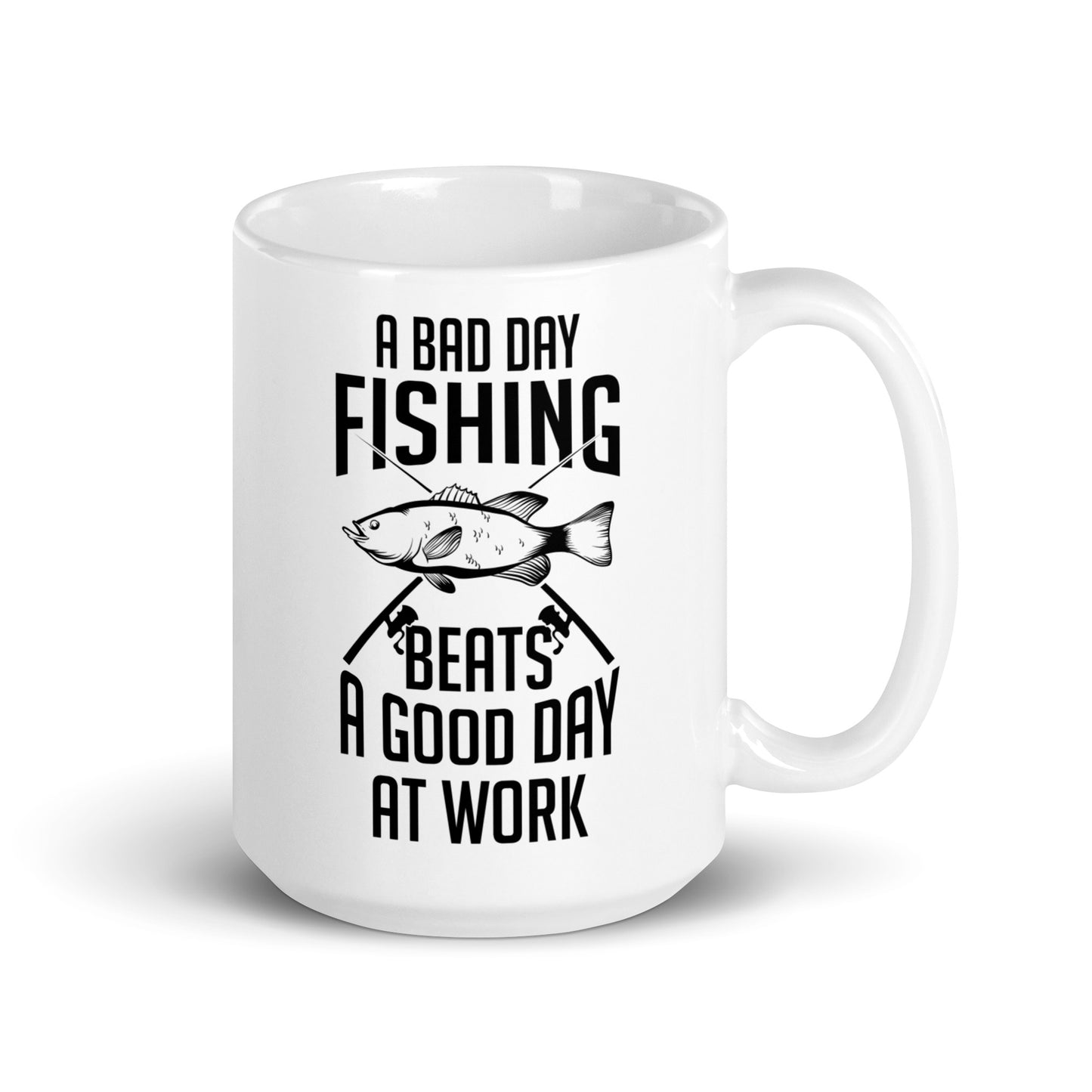 "A Bad Day Fishing" - White glossy mug